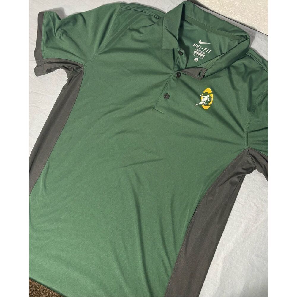 Green Bay Packers Shirt Nike Mens Polo Retro Logo Dri-Fit Green Small